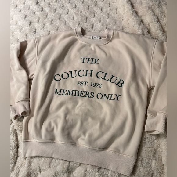 The Post Sweaters - The Couch Club Beige Crew Neck Sweater